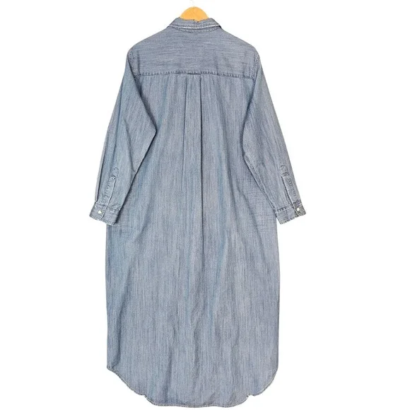 Frank & Eileen Womens XL Rory Chambray Shirt Dress Tattered Italian Cotton USA - Picture 2 of 16